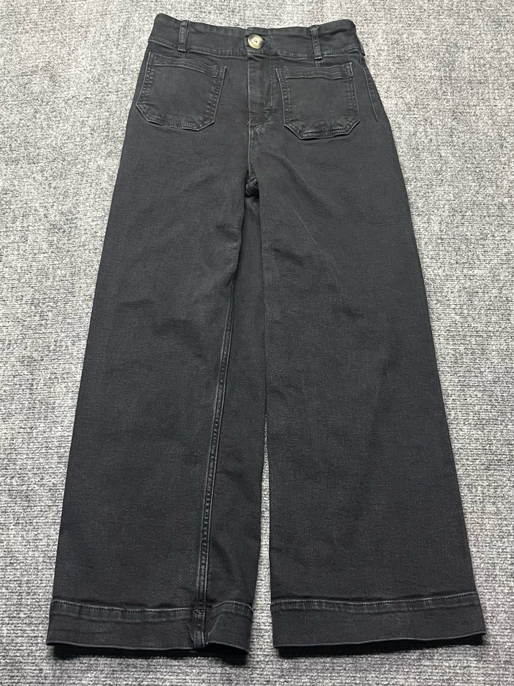 Maeve Anthropologie Jeans Women 25 Black The Colette Denim Wide Leg Patch Pocket
